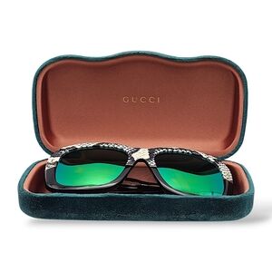 Gucci Snake Print Sunglasses with Green Lenses